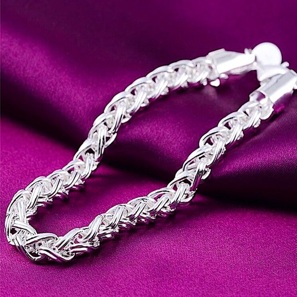 Sterling Silver Braided Bracelet Chain Link - Picture 5 of 7